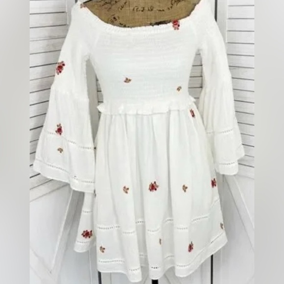 Nwt counting daisy’s free people white red embroidered floral spring dress boho - Picture 6 of 6